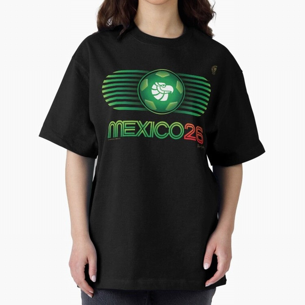 Mexico 26 World Cup Retro Logo. Autographed Oversized T-Shirt Capture FIFA World Cup 2026 Group Stage Inspired by Neymar, England and Germany Energy, Worldwide Fan Energy, Dramatic Goals, Stadium Lights and Championship Celebrations; Created for