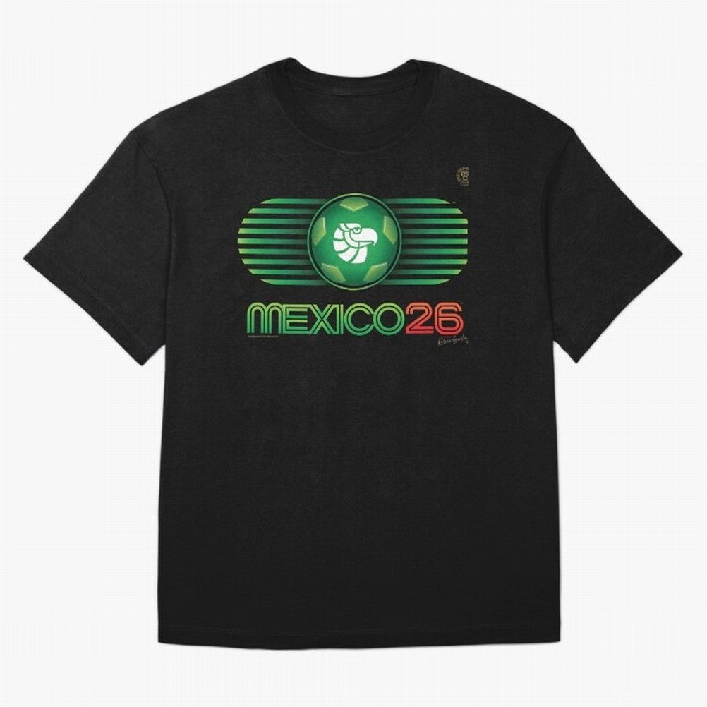 Mexico 26 World Cup Retro Logo. Autographed Oversized T-Shirt Capture FIFA World Cup 2026 Group Stage Inspired by Neymar, England and Germany Energy, Worldwide Fan Energy, Dramatic Goals, Stadium Lights and Championship Celebrations; Created for