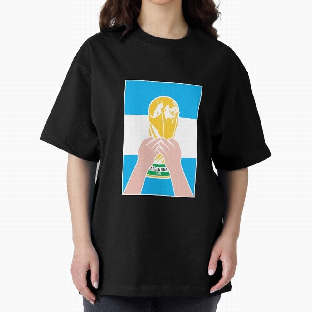 Champion Argentina 2022 Oversized T-Shirt Wear the Spirit of FIFA World Cup 2026 USA Canada Mexico Capturing Messi and Cristiano Ronaldo, Spain and Netherlands Energy, Sports Nostalgia, International Competition, Famous Players and Unforgettable