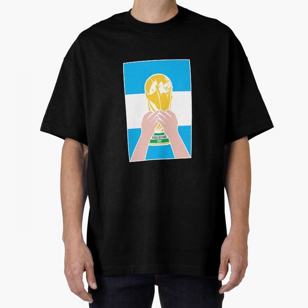 Champion Argentina 2022 Oversized T-Shirt Wear the Spirit of FIFA World Cup 2026 USA Canada Mexico Capturing Messi and Cristiano Ronaldo, Spain and Netherlands Energy, Sports Nostalgia, International Competition, Famous Players and Unforgettable