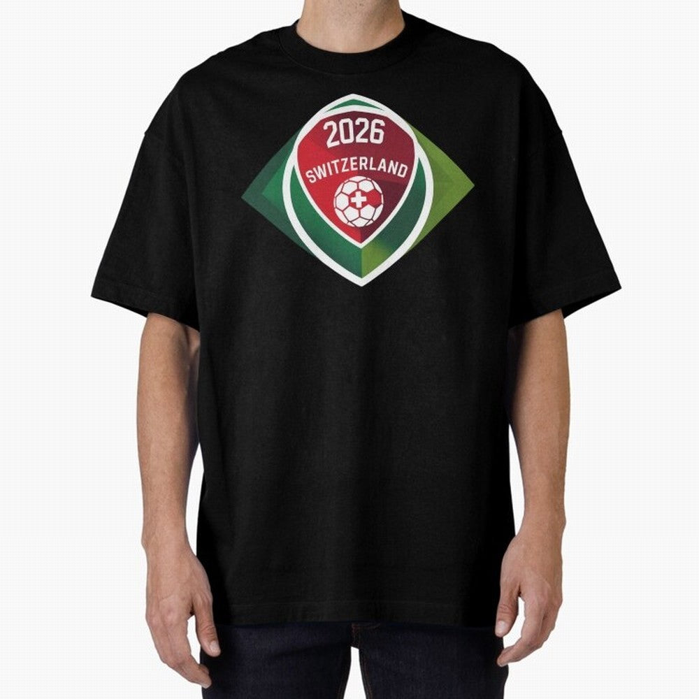 Switzerland 2026 Oversized T-Shirt Follow FIFA World Cup 2026 Spirit, Filled with Argentina, Haaland, Stadium Memories, Football Loyalty, International Chants and Championship Tradition; Great for Watch Parties, Sports Bars, Family Nights, Fan