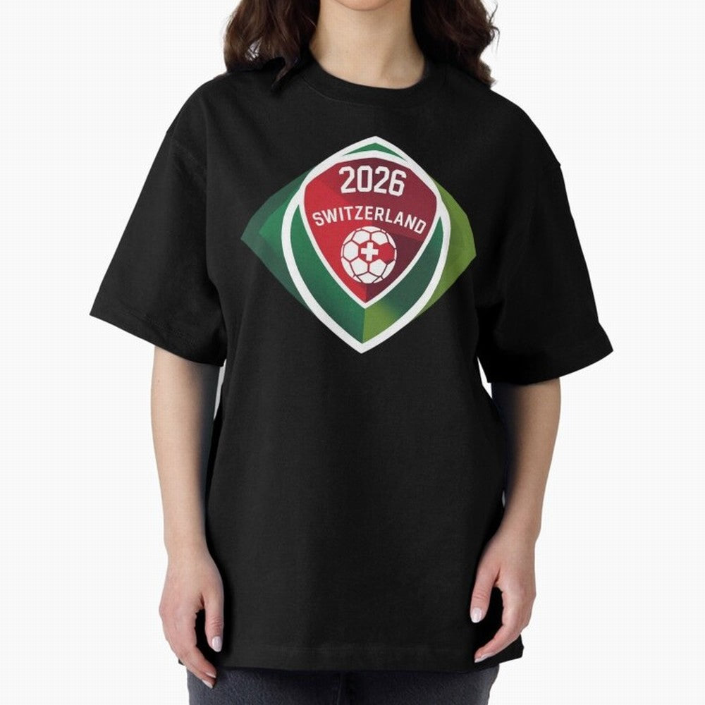 Switzerland 2026 Oversized T-Shirt Follow FIFA World Cup 2026 Spirit, Filled with Argentina, Haaland, Stadium Memories, Football Loyalty, International Chants and Championship Tradition; Great for Watch Parties, Sports Bars, Family Nights, Fan