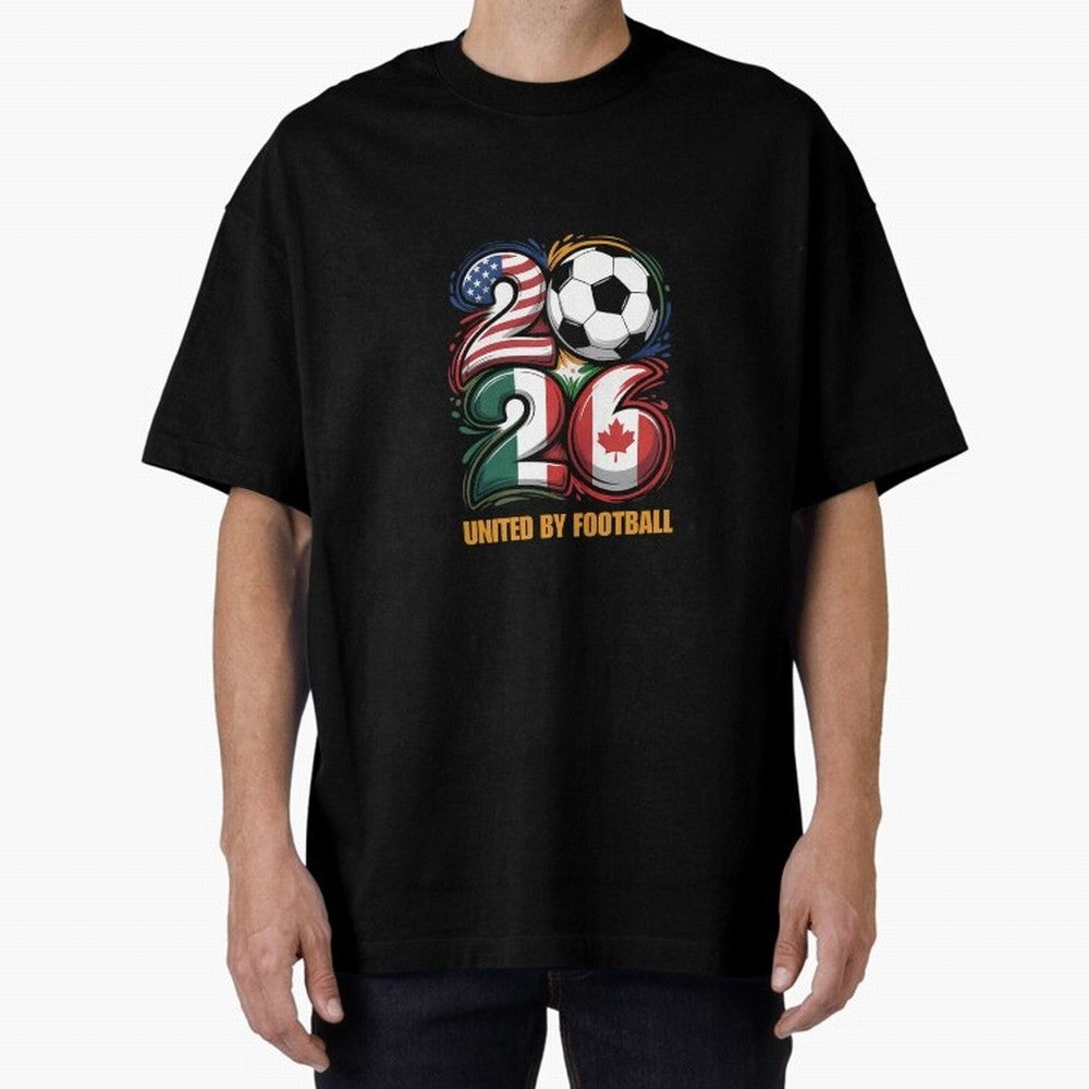 United By Football Soccer Fan Gear 2026 Oversized T-Shirt Back Your Heroes with FIFA World Cup 2026 USA Canada Mexico for Fans of Neymar, Haaland and Cristiano Ronaldo and Portugal, Spain and Germany, Bringing Supporter Pride, Iconic Celebrations,