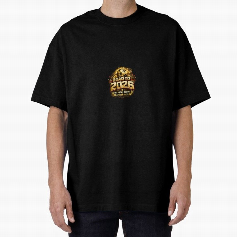 Road To 2026 Football Fan Shirt Oversized T-Shirt Share the Excitement of Global Football Passion for FIFA World Cup 2026, Celebrating Neymar, Spain, Vintage Soccer Flavor, Modern Football Stars, National Flags and Final Night Emotion; Ideal for
