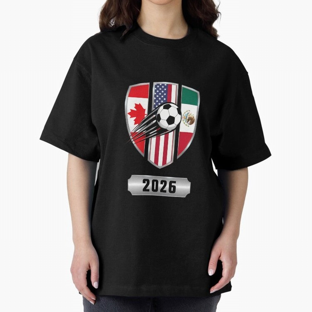 North United America Shield 2026 Cup Oversized T-Shirt Upgrade the FIFA World Cup 2026 Journey through Messi, CR7 and Mbappe Highlights, Netherlands Pride, Stadium Chants, National Pride, Trophy Dreams and Unforgettable Football Memories; Great for