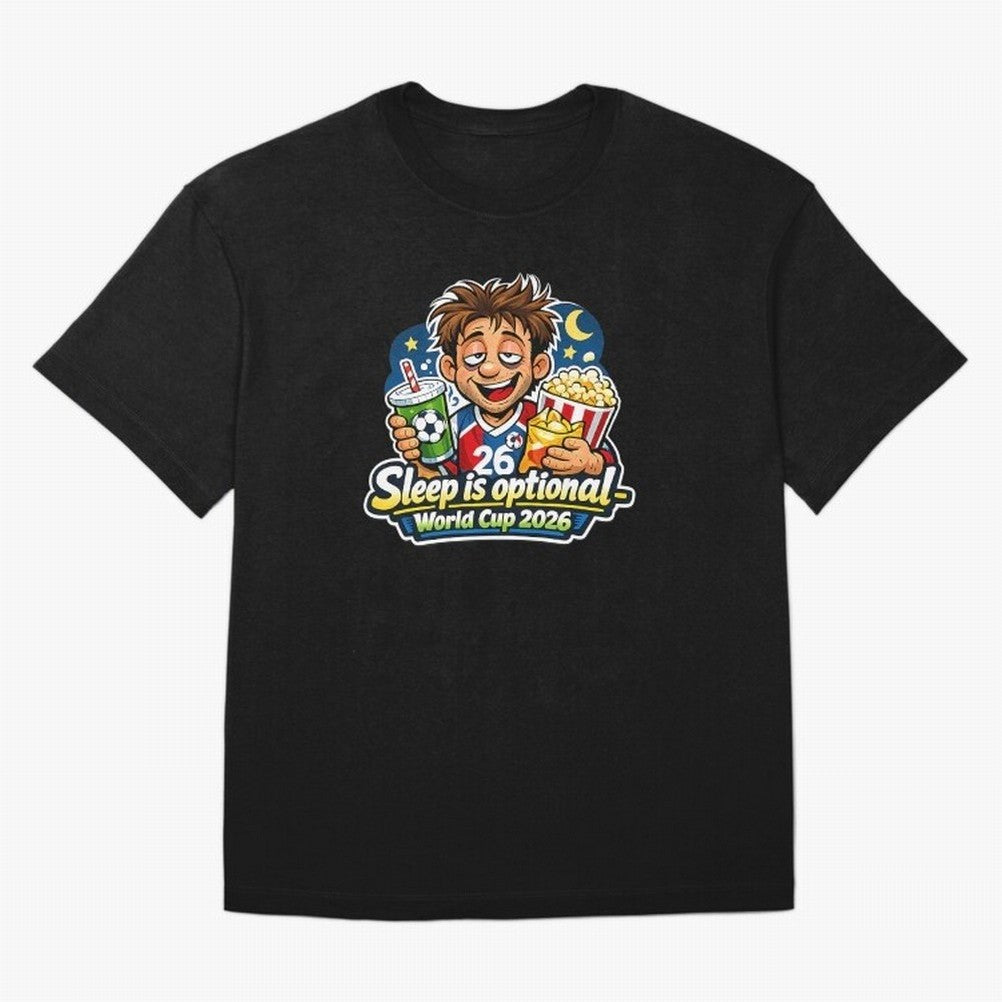 Sleep Is Optional World Cup 2026 Soccer Fan Night Oversized T-Shirt Fuel Match Day Hype around FIFA World Cup 2026 Group Stage, CR7 and Messi, Argentina and Brazil, Classic Soccer Heritage, Championship Pressure, Fan Loyalty and International