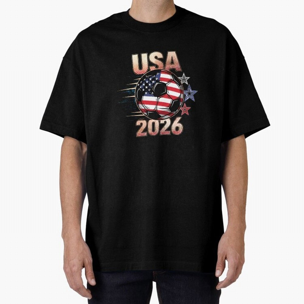 USA Soccer with Red White Blue Stars 2026 Cup T-Shirt_83834283 Oversized T-Shirt Carry FIFA World Cup 2026 Group Stage for Fans of Mbappe and Neymar and Argentina and Brazil, Bringing Worldwide Fan Energy, Dramatic Goals, Stadium Lights and