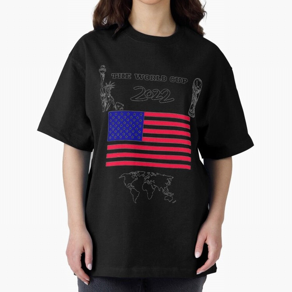 T-shirt for World cup, USA Oversized T-Shirt Fuel Match Day Hype around FIFA World Cup 2026 USA Canada Mexico, Cristiano Ronaldo, Portugal, Spain and Germany, Retro Football Energy, Iconic Rivalries, Trophy Chase Drama and Stadium Atmosphere; Made