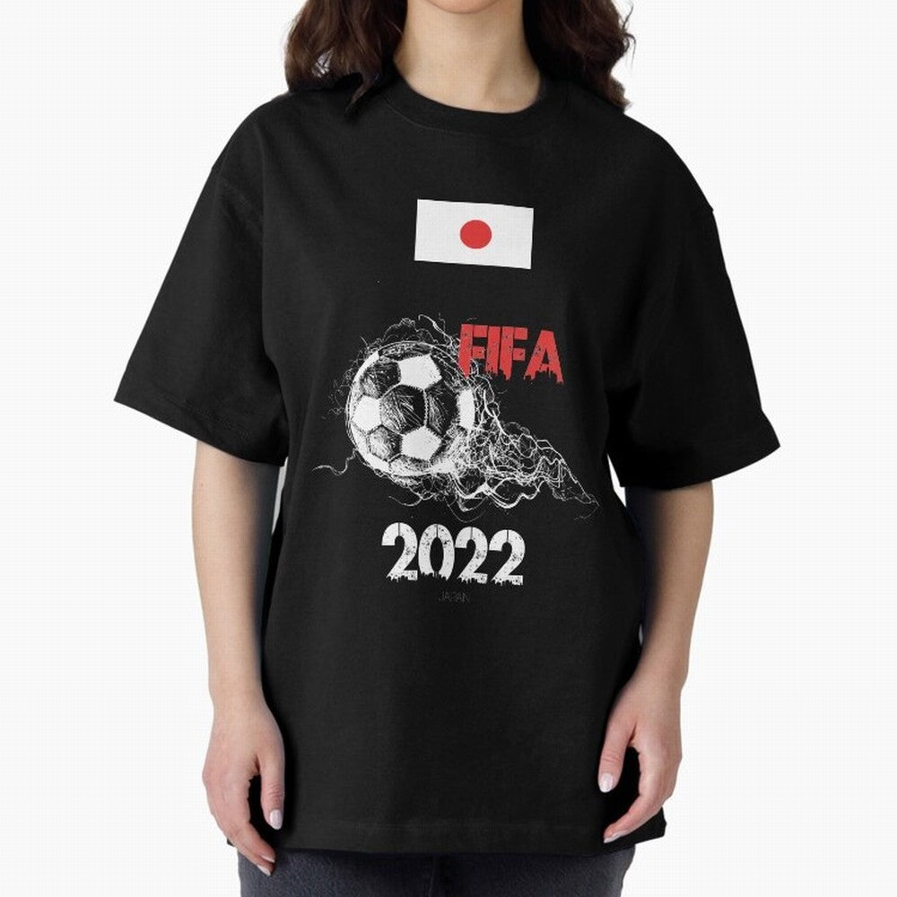 World Cup Qatar 2022 Japan Oversized T-Shirt Remember Iconic Moments from FIFA World Cup 2026 USA Canada Mexico Spirit, Featuring France and Portugal, Messi, Retro Football Energy, Iconic Rivalries, Trophy Chase Drama and Stadium Atmosphere;