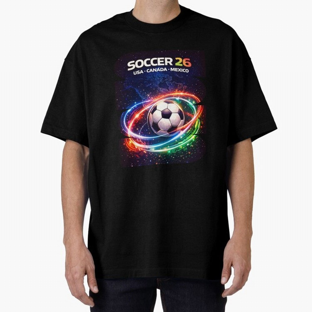 North America Soccer 2026 Shirt, Soccer 26 USA Canada Mexico Fan Tee, United 2026 Soccer Graphic - Bold Oversized T-Shirt Bring Global Tournament Vibes to Match Day Hype around FIFA World Cup 2026, Messi and Cristiano Ronaldo, France and Portugal,