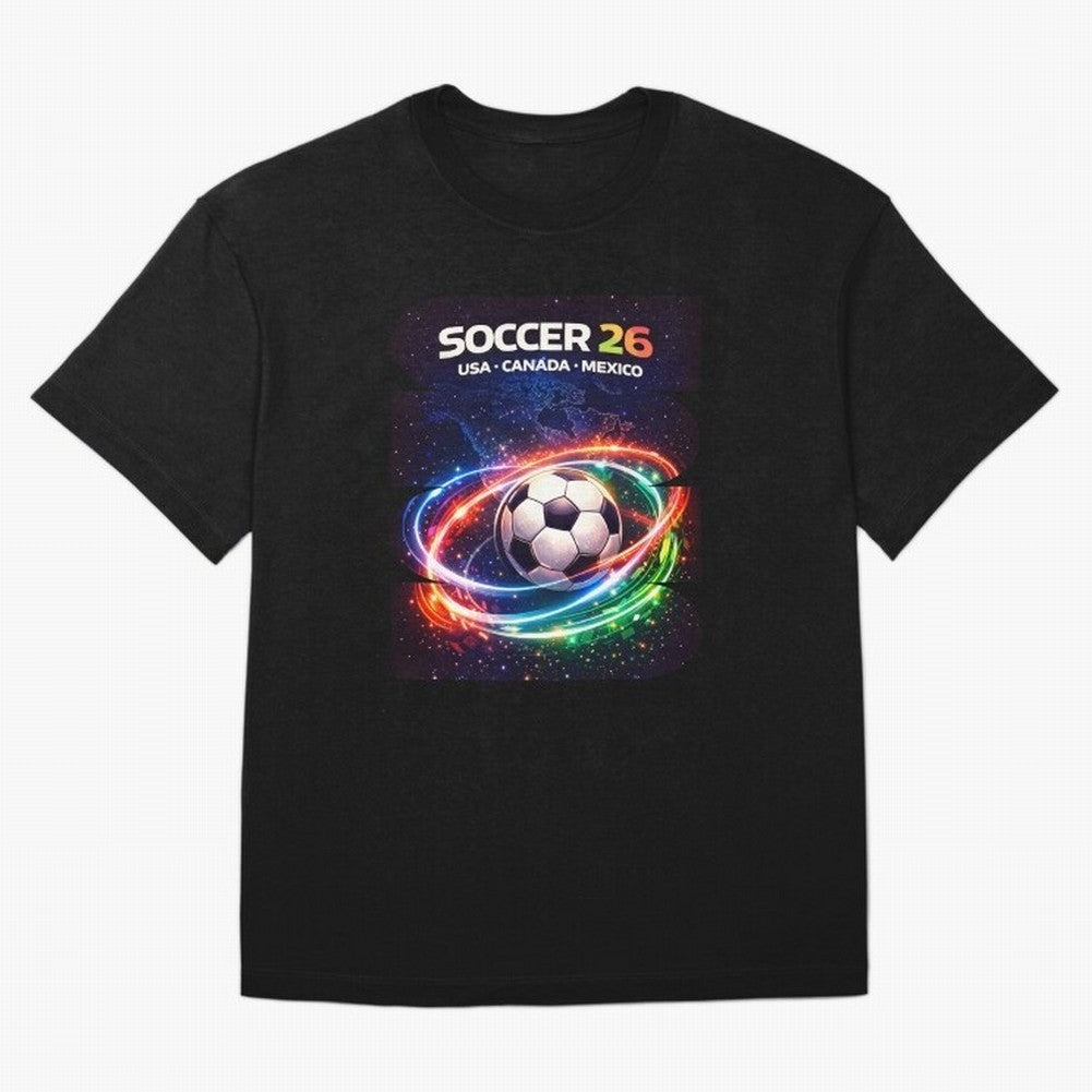 North America Soccer 2026 Shirt, Soccer 26 USA Canada Mexico Fan Tee, United 2026 Soccer Graphic - Bold Oversized T-Shirt Bring Global Tournament Vibes to Match Day Hype around FIFA World Cup 2026, Messi and Cristiano Ronaldo, France and Portugal,