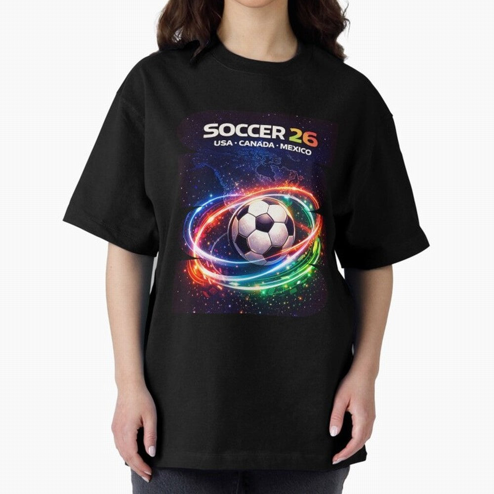 North America Soccer 2026 Shirt, Soccer 26 USA Canada Mexico Fan Tee, United 2026 Soccer Graphic - Bold Oversized T-Shirt Bring Global Tournament Vibes to Match Day Hype around FIFA World Cup 2026, Messi and Cristiano Ronaldo, France and Portugal,