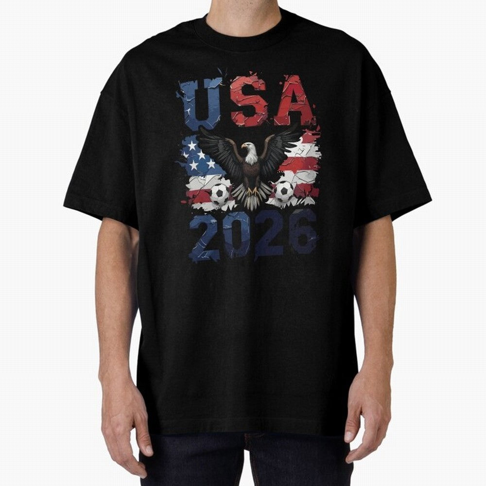 USA 2026 Soccer Eagle - World Cup Football Oversized T-Shirt Feel International Energy from Global Football Passion for FIFA World Cup 2026, Driven by Cristiano Ronaldo, Haaland and CR7, France, Stadium Memories, Football Loyalty, International