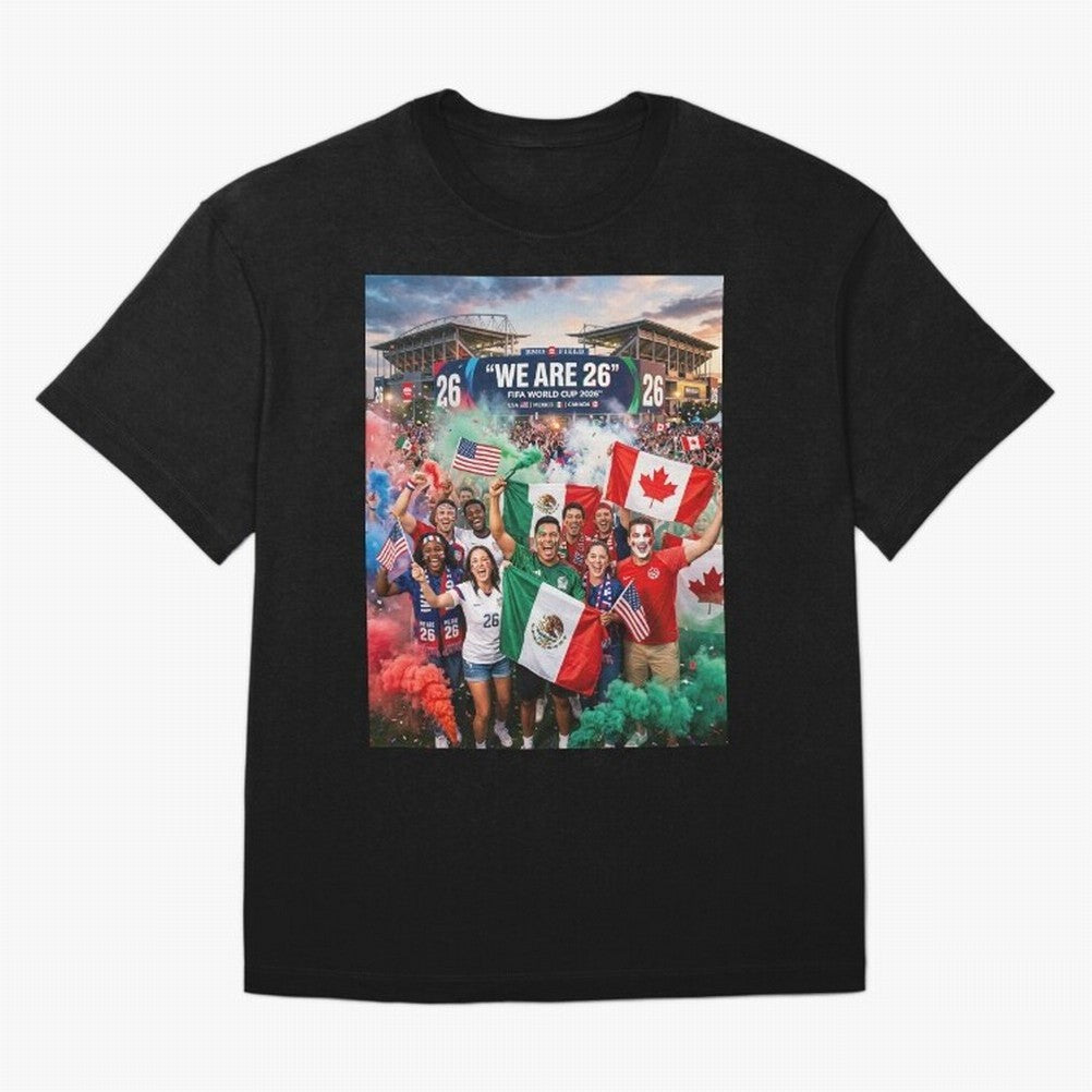 2026 World Cup Fans Celebrate Oversized T-Shirt Show Passion for the Stars of FIFA World Cup 2026 USA Canada Mexico Spirit, Connected to Brazil, Neymar, Haaland and Cristiano Ronaldo, Football History, Final Match Energy, Crowd Noise and Once in a