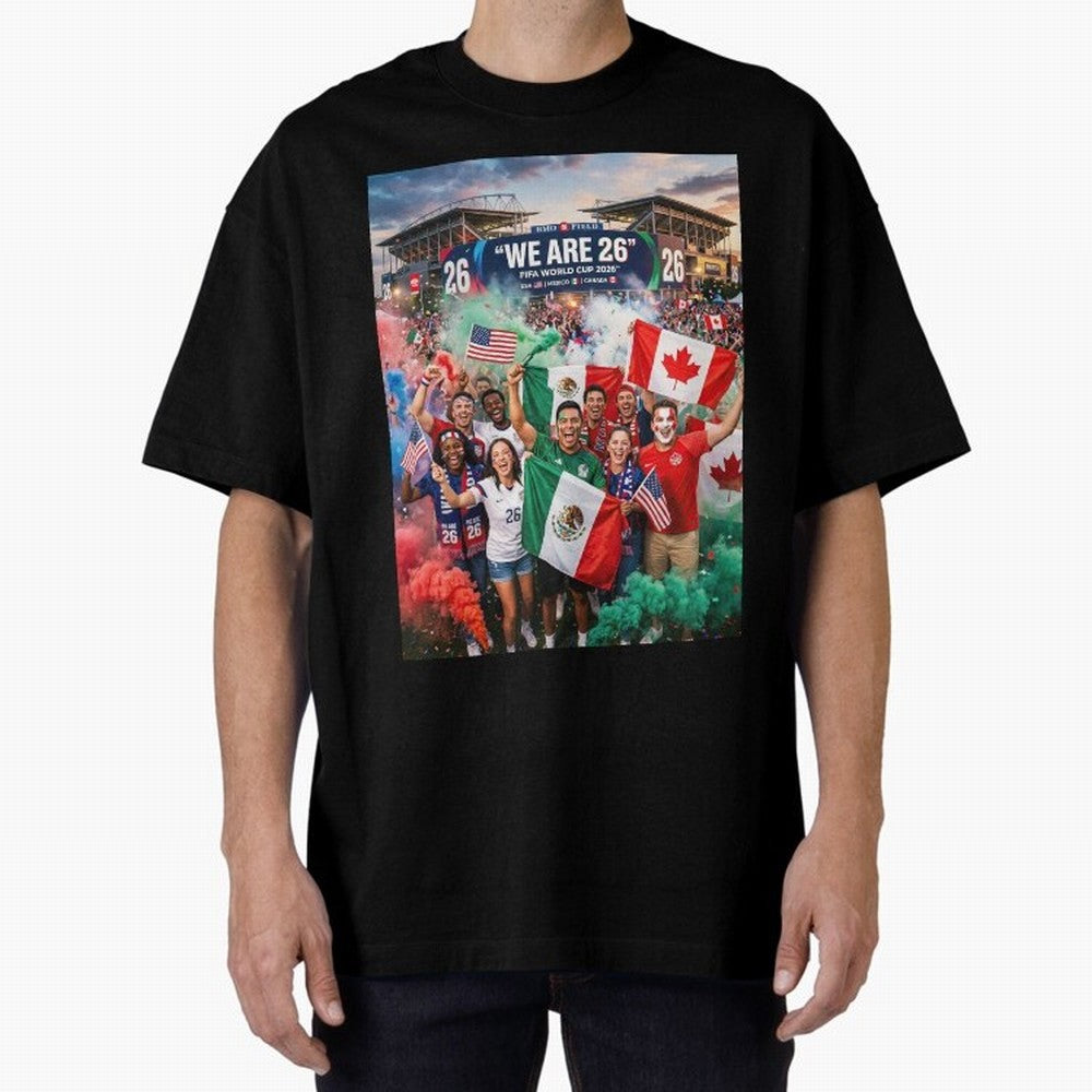 2026 World Cup Fans Celebrate Oversized T-Shirt Show Passion for the Stars of FIFA World Cup 2026 USA Canada Mexico Spirit, Connected to Brazil, Neymar, Haaland and Cristiano Ronaldo, Football History, Final Match Energy, Crowd Noise and Once in a