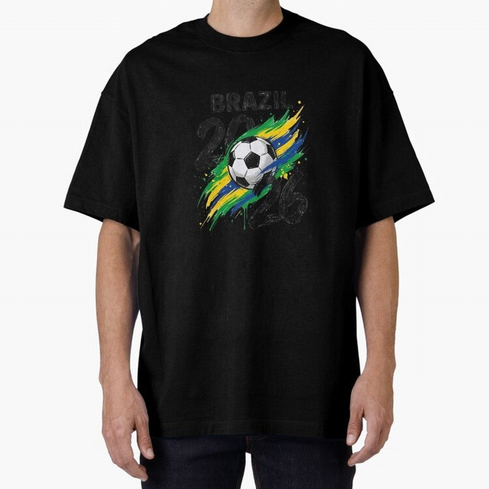 Brazil Soccer 2026 Fan Shirt ¨C Brazil Football Supporter Oversized T-Shirt Support Global Football Passion for FIFA World Cup 2026, Driven by Haaland and Mbappe, Argentina, France and Brazil, Soccer Culture, Superstar Moments, National Team Dreams