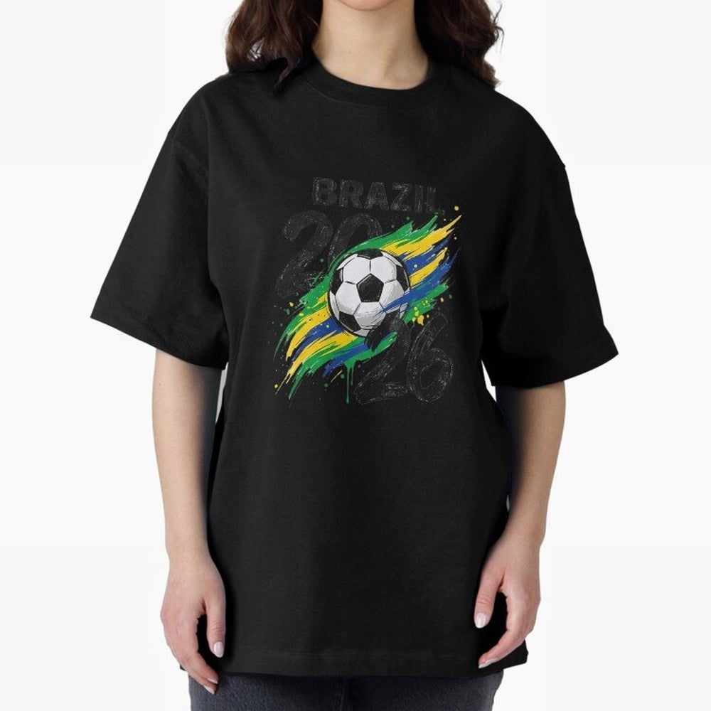 Brazil Soccer 2026 Fan Shirt ¨C Brazil Football Supporter Oversized T-Shirt Support Global Football Passion for FIFA World Cup 2026, Driven by Haaland and Mbappe, Argentina, France and Brazil, Soccer Culture, Superstar Moments, National Team Dreams