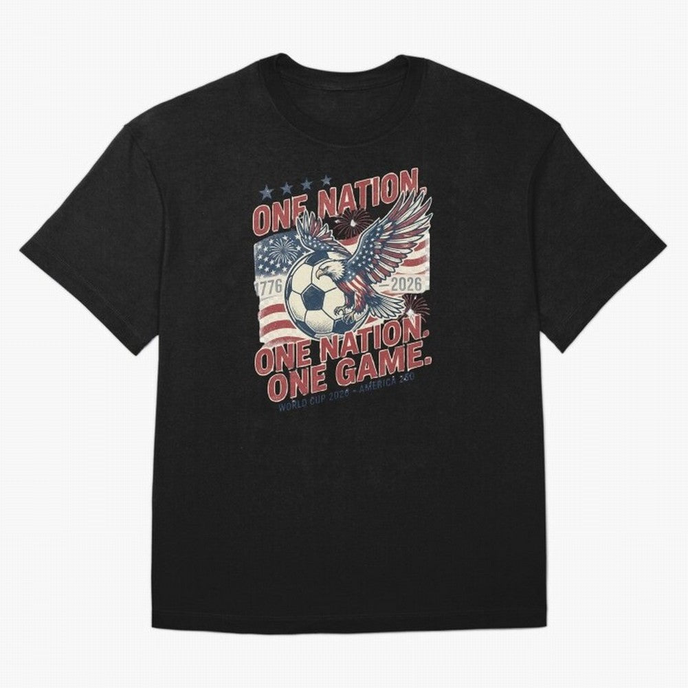 One Nation One Game World Cup 2026 Oversized T-Shirt Carry the Dream of Match Day Hype around FIFA World Cup 2026 Group Stage, Haaland, Brazil, Champion Mindset, Group Stage Buzz, Knockout Tension and Passionate Fan Culture; Great for Supporters
