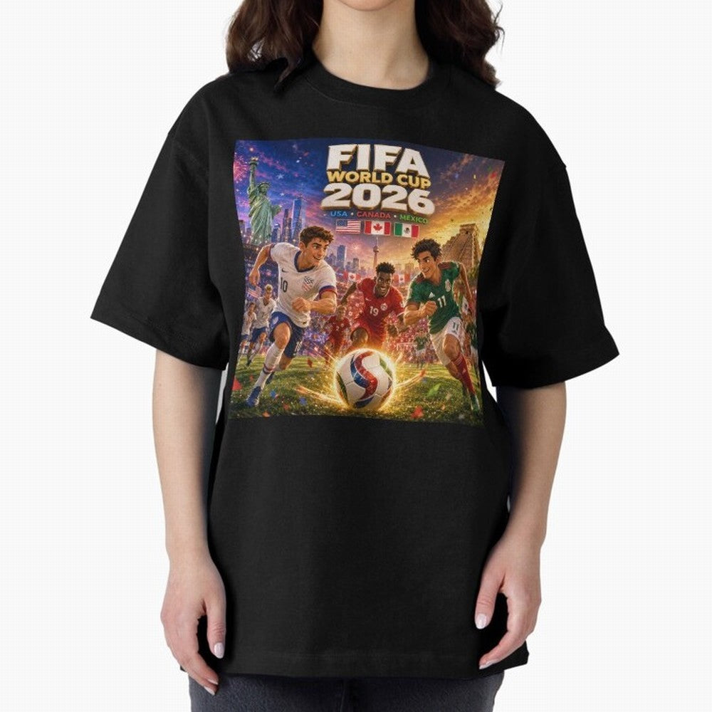 North America Football Festival 2026 #football 2026 Oversized T-Shirt Share FIFA World Cup 2026 USA Canada Mexico Spirit, Made for France and Portugal, Mbappe and Neymar, Football History, Final Match Energy, Crowd Noise and Once in a Lifetime