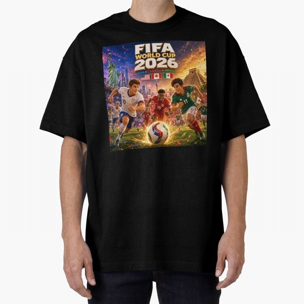North America Football Festival 2026 #football 2026 Oversized T-Shirt Share FIFA World Cup 2026 USA Canada Mexico Spirit, Made for France and Portugal, Mbappe and Neymar, Football History, Final Match Energy, Crowd Noise and Once in a Lifetime