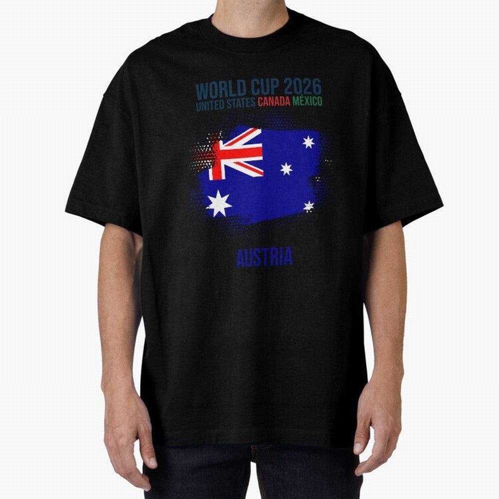 AUSTRIA WORLD CUP 2026 Oversized T-Shirt Show Match Day Excitement for FIFA World Cup 2026 USA Canada Mexico Spirit, Built around England, Messi, Sports Nostalgia, International Competition, Famous Players and Unforgettable Victories; Made for
