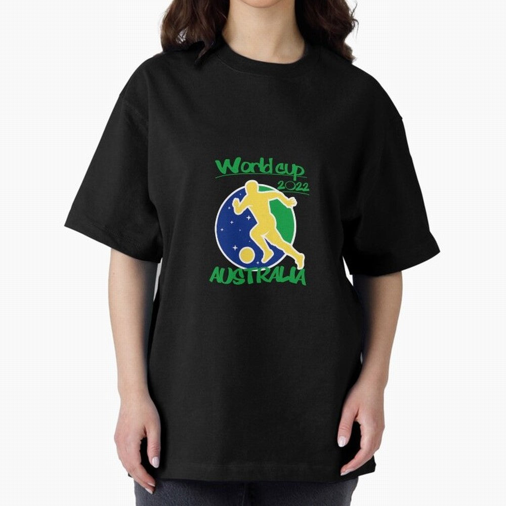 Australia World Cup 2022 Oversized T-Shirt Bring a Vintage Feel to the FIFA World Cup 2026 Journey through Mbappe and Neymar Highlights, France Pride, Championship Spirit, Famous Goals, Roaring Crowds and International Football Unity; Ideal for