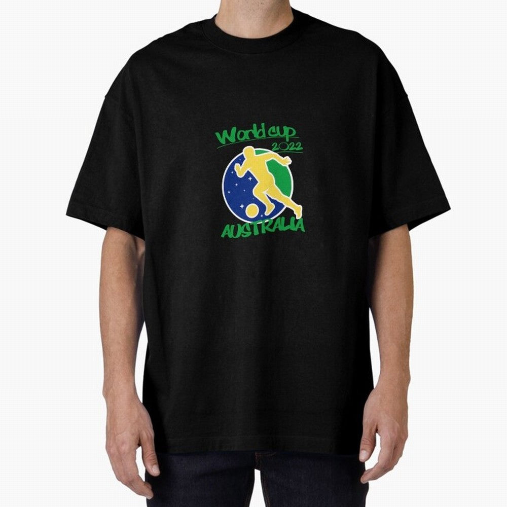 Australia World Cup 2022 Oversized T-Shirt Bring a Vintage Feel to the FIFA World Cup 2026 Journey through Mbappe and Neymar Highlights, France Pride, Championship Spirit, Famous Goals, Roaring Crowds and International Football Unity; Ideal for