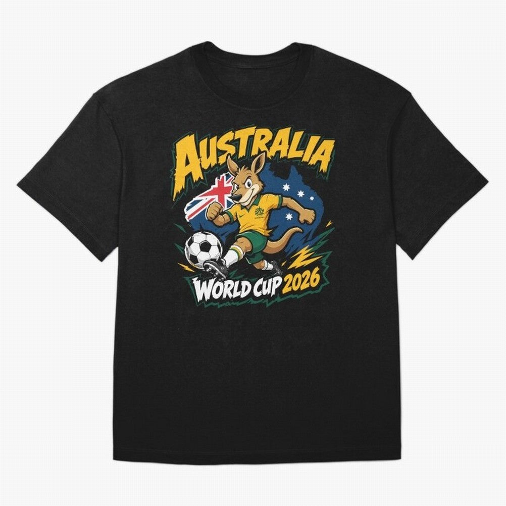 Australia World Cup 2026 Kangaroo Soccer Fan Art Oversized T-Shirt Remember Iconic Moments from the FIFA World Cup 2026 Journey through Neymar, Haaland and Cristiano Ronaldo Highlights, Spain Pride, Game Day Rituals, Football Legends, Country Pride