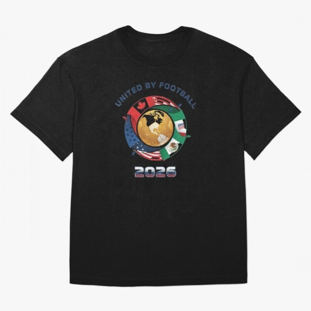 United By Football 2026 Logo Oversized T-Shirt Support Iconic Players in Global Football Passion for FIFA World Cup 2026 Group Stage, Driven by Neymar, England, Champion Mindset, Group Stage Buzz, Knockout Tension and Passionate Fan Culture;