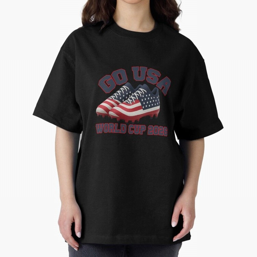 Go Usa. Usa 2026 World Cup 2026 World Cup Soccer Usa Soccer Usa Men Oversized T-Shirt Feel the Trophy Chase of FIFA World Cup 2026 Group Stage Spirit, Highlighting France, Messi, Classic Soccer Heritage, Championship Pressure, Fan Loyalty and