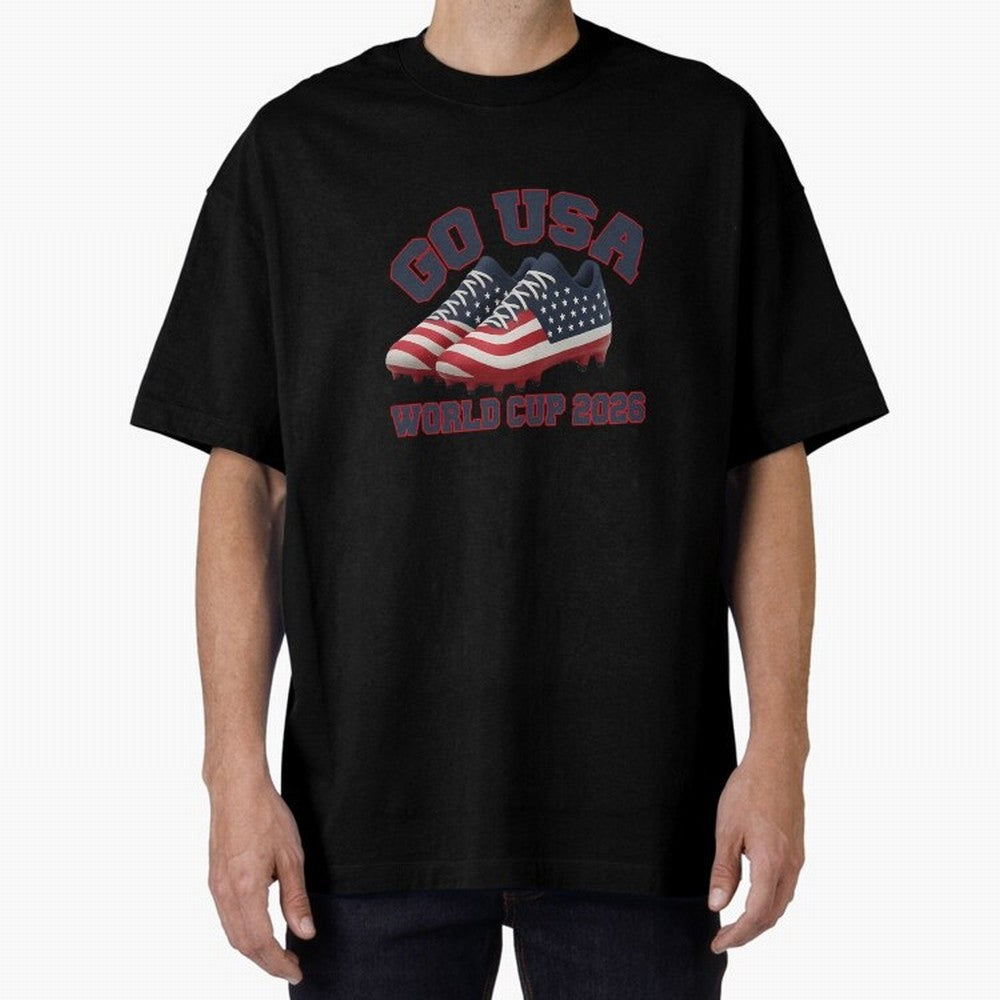 Go Usa. Usa 2026 World Cup 2026 World Cup Soccer Usa Soccer Usa Men Oversized T-Shirt Feel the Trophy Chase of FIFA World Cup 2026 Group Stage Spirit, Highlighting France, Messi, Classic Soccer Heritage, Championship Pressure, Fan Loyalty and