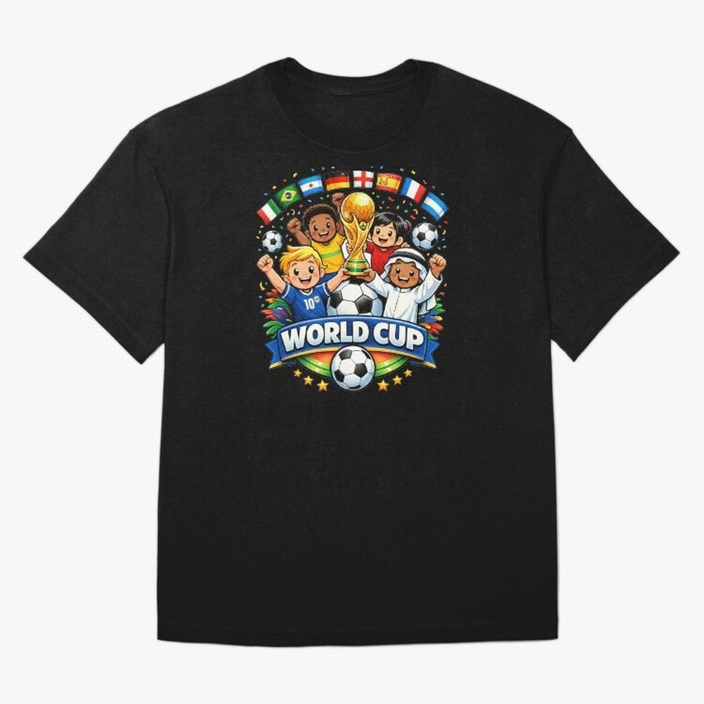 World Cup Football Oversized T-Shirt Celebrate the Magic of Global Football Passion for FIFA World Cup 2026 USA Canada Mexico, Centered on Mbappe and Neymar, England, France and Netherlands, Global Supporter Spirit, Legendary Goals, National Colors