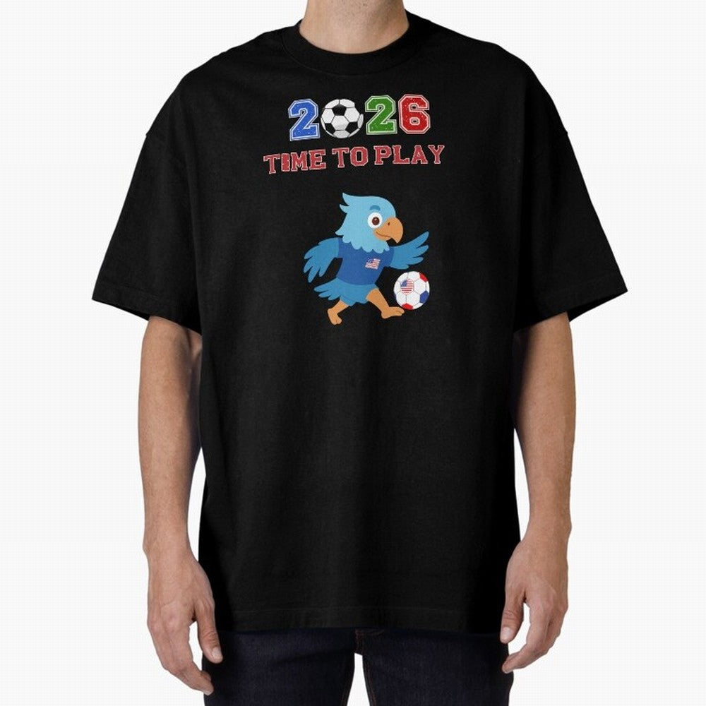 USA Soccer Eagle Mascot 2026 Time To Play Football Oversized T-Shirt Bring Legendary Rivalry Energy to FIFA World Cup 2026 Group Stage Spirit, Featuring Brazil, Portugal and Argentina, CR7, Supporter Pride, Iconic Celebrations, Legendary Names and