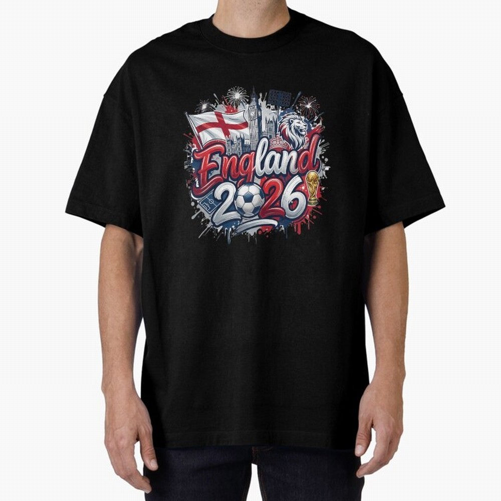 England World Cup 2026 Football Legacy Oversized T-Shirt Make Game Day About FIFA World Cup 2026 Group Stage Driven by Messi, Argentina, France and Brazil Energy, Fan Favorite Moments, National Team Passion, Big Match Drama and Soccer History;