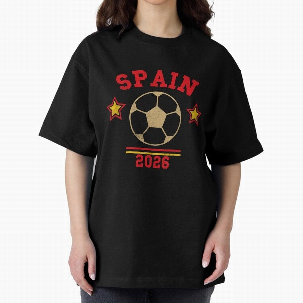 Spain 2026 ¡ª Vintage Soccer Tee Oversized T-Shirt Back Your Heroes with Match Day Hype around FIFA World Cup 2026 USA Canada Mexico, Mbappe, Portugal, Spain and Germany, Global Supporter Spirit, Legendary Goals, National Colors and Tournament
