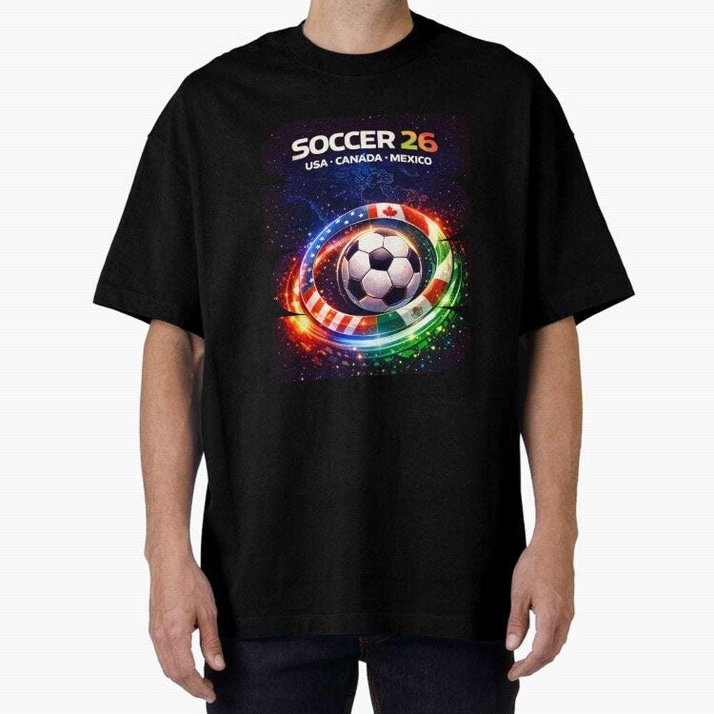 North America Soccer 2026 Shirt, Soccer 26 USA Canada Mexico Fan Tee, United 2026 Soccer Graphic Oversized T-Shirt Follow Every Goal of FIFA World Cup 2026 Spirit, Capturing Spain, Messi, CR7 and Mbappe, Football Passion, Legendary Performances,