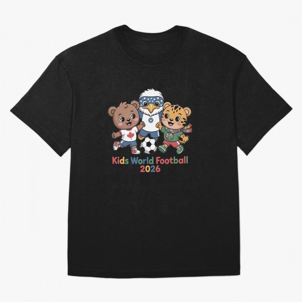 Kids World Football Friends 2026 ¨C Cute Cartoon Soccer Characters for Children Oversized T-Shirt Spotlight FIFA World Cup 2026 Group Stage Capturing Messi, Neymar and Mbappe, Portugal, Spain and Germany Energy, Stadium Chants, National Pride,