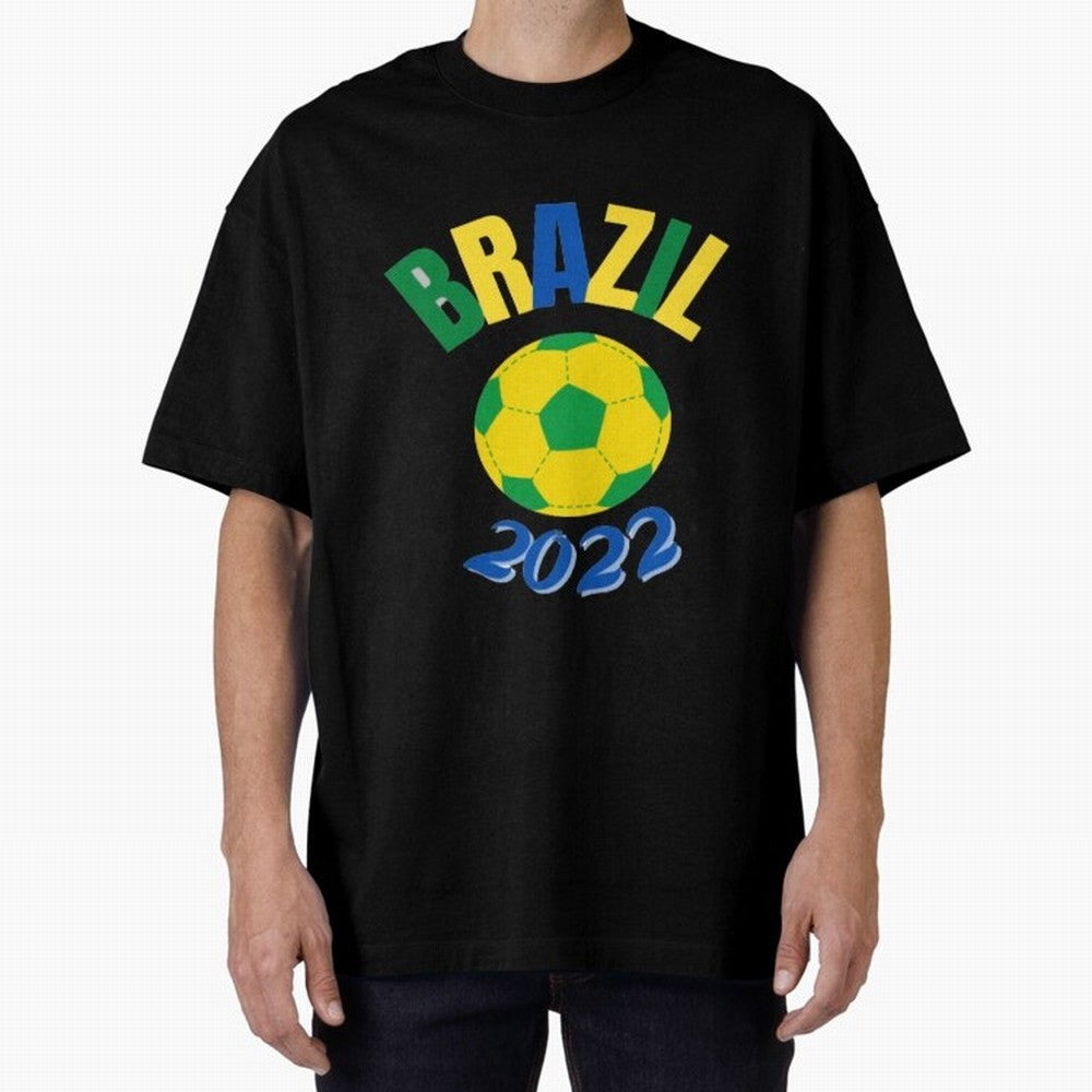Brazil FIFA world cup 2022 T shirt Oversized T-Shirt Relive FIFA World Cup 2026 Spirit, Capturing England and Germany, Mbappe and Neymar, Global Supporter Spirit, Legendary Goals, National Colors and Tournament Celebration; Built for Supporters
