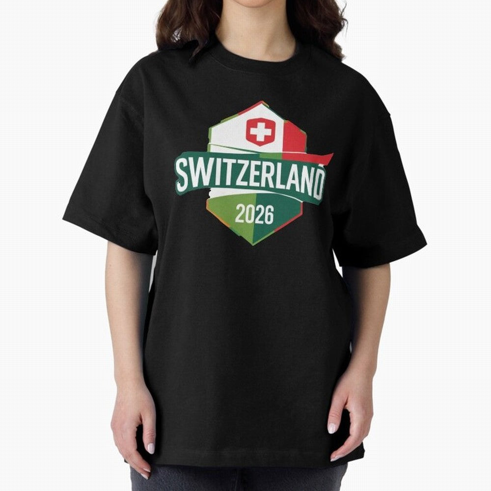 Switzerland WC2026 Oversized T-Shirt Bring Match Day Fire to FIFA World Cup 2026 Spirit, Inspired by England, Haaland, Football Festival Excitement, Trophy Ambitions, Country Rivalries and Star Player Buzz; Ideal for Passionate Fans Who Love