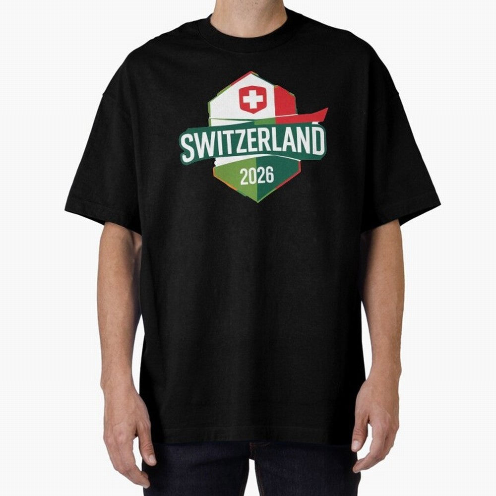 Switzerland WC2026 Oversized T-Shirt Bring Match Day Fire to FIFA World Cup 2026 Spirit, Inspired by England, Haaland, Football Festival Excitement, Trophy Ambitions, Country Rivalries and Star Player Buzz; Ideal for Passionate Fans Who Love