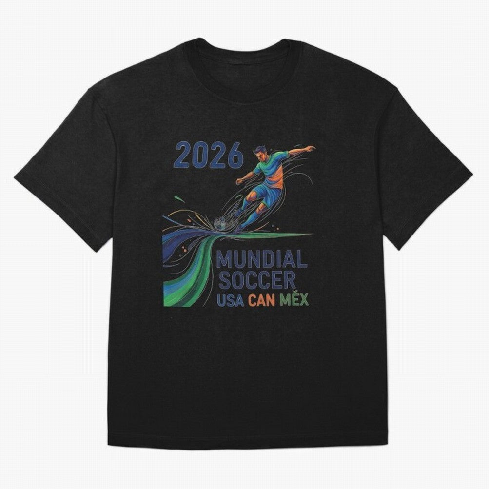 Triangular Goal Art 2026 Oversized T-Shirt Stand Out with Spirit from Global Football Passion for FIFA World Cup 2026 USA Canada Mexico, Capturing Messi and Cristiano Ronaldo, England, Vintage Soccer Flavor, Modern Football Stars, National Flags