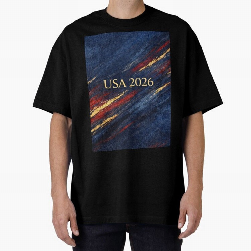Elevated USA 2026 Soccer Oversized T-Shirt Support the Legends of FIFA World Cup 2026 USA Canada Mexico Built around Messi and Cristiano Ronaldo, France Energy, Soccer Culture, Superstar Moments, National Team Dreams and Competitive Fire; Built for