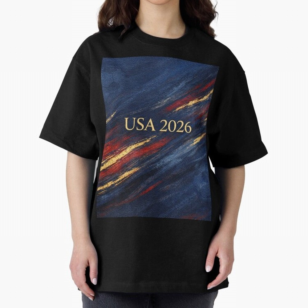 Elevated USA 2026 Soccer Oversized T-Shirt Support the Legends of FIFA World Cup 2026 USA Canada Mexico Built around Messi and Cristiano Ronaldo, France Energy, Soccer Culture, Superstar Moments, National Team Dreams and Competitive Fire; Built for