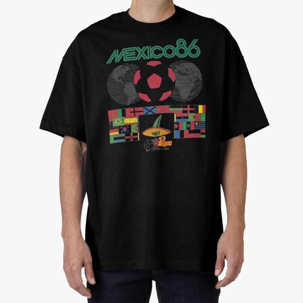 MEXICO-86-WORLD-CUP-T-SHIRT Oversized T-Shirt Bring Trophy Dreams to FIFA World Cup 2026 for Fans of Haaland and Mbappe and Argentina and Brazil, Bringing Tournament Hype, Historic Matchups, Family Viewing Parties and Global Sports Pride; Great for