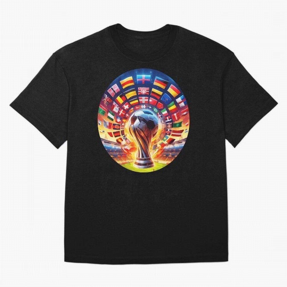 Global Football Fever (The Road to Victory) Oversized T-Shirt Feel Global Football Passion for FIFA World Cup 2026, Inspired by Cristiano Ronaldo, Portugal, Spain and Germany, Retro Football Energy, Iconic Rivalries, Trophy Chase Drama and Stadium