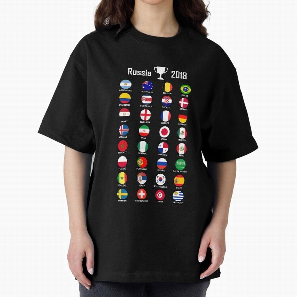 Russia 2018 Football Soccer Championship Oversized T-Shirt Follow Every Goal of FIFA World Cup 2026 Group Stage for Fans of Mbappe and Argentina, Bringing Football History, Final Match Energy, Crowd Noise and Once in a Lifetime Moments; Great for