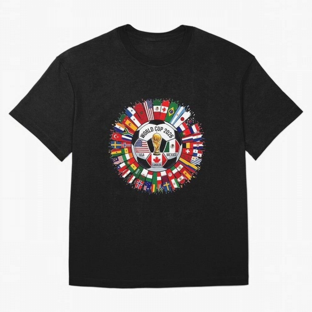 USA Canada Mexico 2026 Football Celebration Fan Art Oversized T-Shirt Make the Season About FIFA World Cup 2026 for Fans of Messi and Cristiano Ronaldo and Netherlands, Bringing Soccer Culture, Superstar Moments, National Team Dreams and