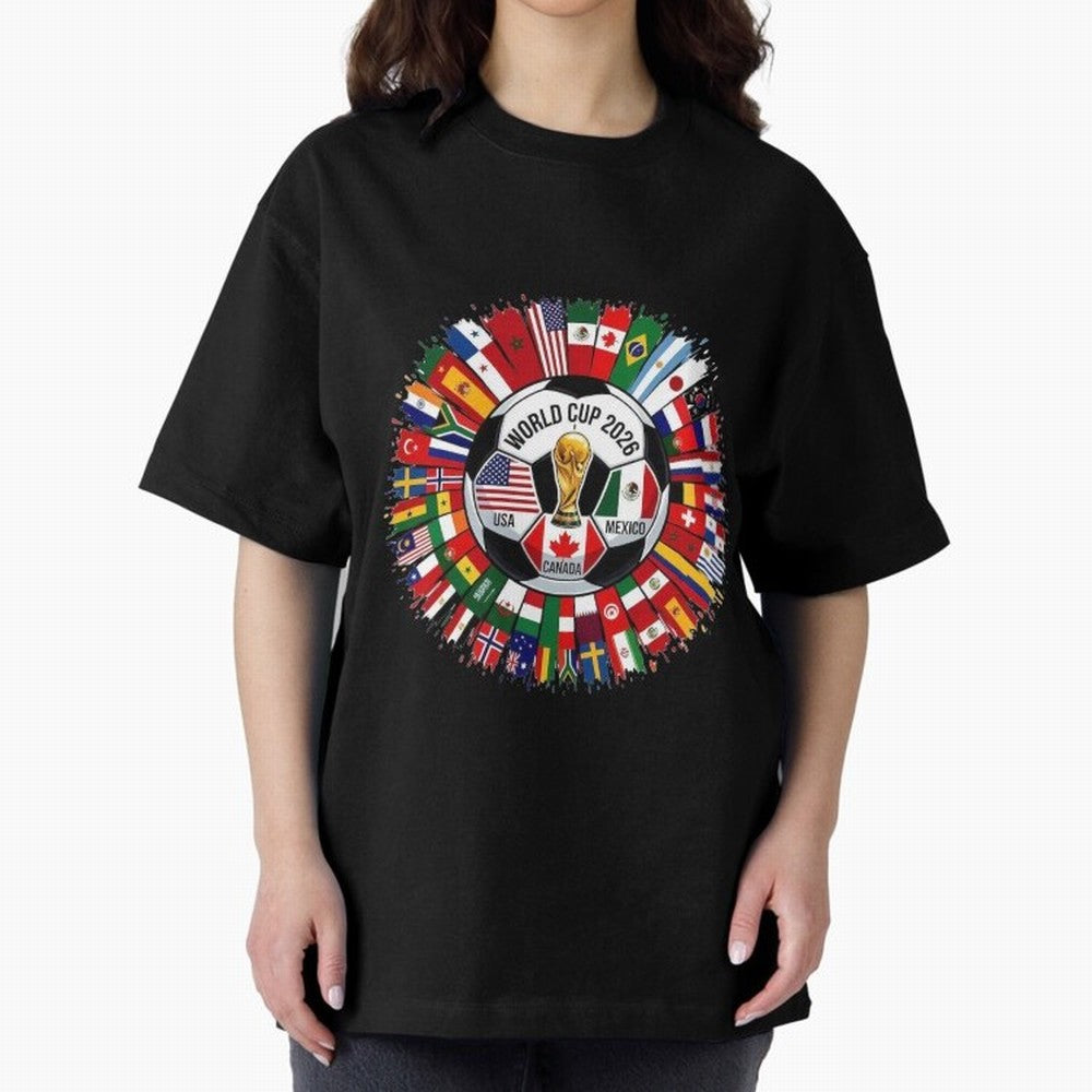 USA Canada Mexico 2026 Football Celebration Fan Art Oversized T-Shirt Make the Season About FIFA World Cup 2026 for Fans of Messi and Cristiano Ronaldo and Netherlands, Bringing Soccer Culture, Superstar Moments, National Team Dreams and