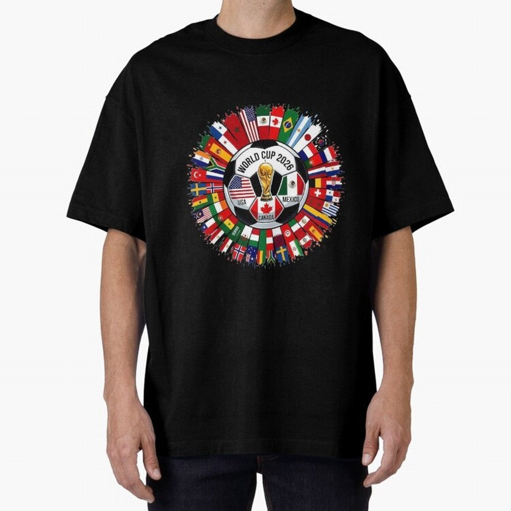 USA Canada Mexico 2026 Football Celebration Fan Art Oversized T-Shirt Make the Season About FIFA World Cup 2026 for Fans of Messi and Cristiano Ronaldo and Netherlands, Bringing Soccer Culture, Superstar Moments, National Team Dreams and