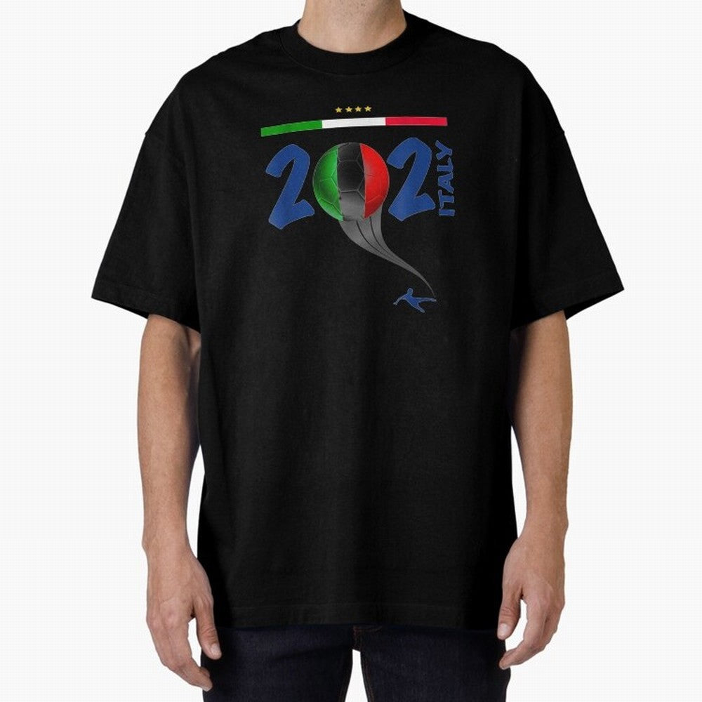 Italy Football - Italian Soccer National Team Oversized T-Shirt Make Every Kick Count in Global Football Passion for FIFA World Cup 2026 Group Stage, Made for Messi and Cristiano Ronaldo, England, France and Netherlands, Fan Favorite Moments,